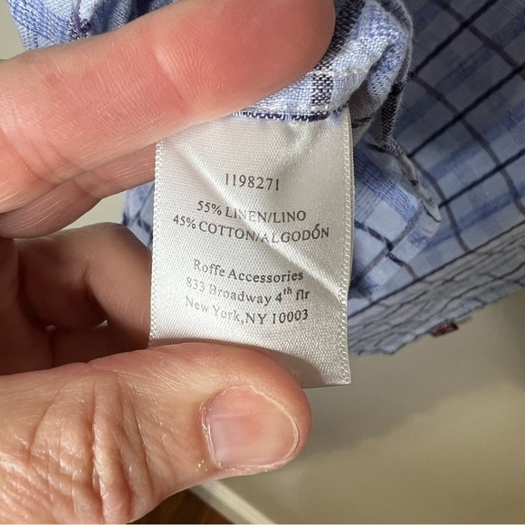 English Laundry Men’s Blue Plaid Linen Blend Button Up Shirt size large - Picture 7 of 10